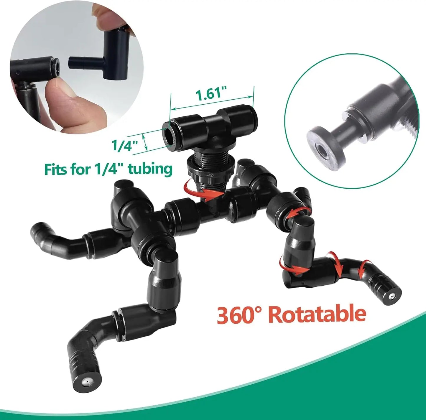 360Degree Rotating Reptiles Fogger Mist Sprinkler Terrarium Nozzle Adjustable Greenhouse Irrigation Pet Cooling System Sprayer