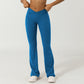 V-Cross Fitness Flare Pants Lifting Buttocks Cross Waist Yoga Sport Leggings Gym Outdoor Acticewear Workout Wide-Leg Pants