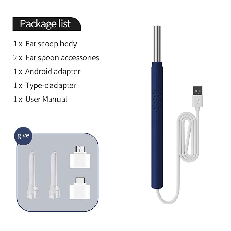 5.5mm Smart Visual Ear Cleaner Ear Stick Endoscope Earpick Camera Otoscope Ear Cleaner Ear Wax Remover For Android Smartphone PC