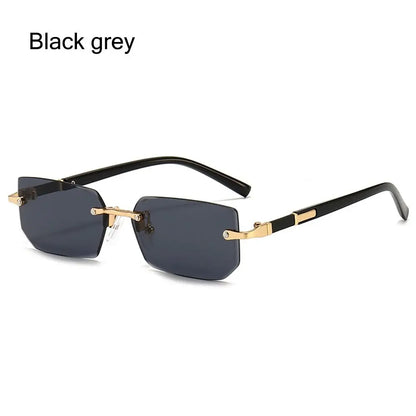 Trendy Rimless Sunglasses for Men Women Fashion Frameless Rectangle Sun Glasses Retro Shades Summer Traveling Eyewear