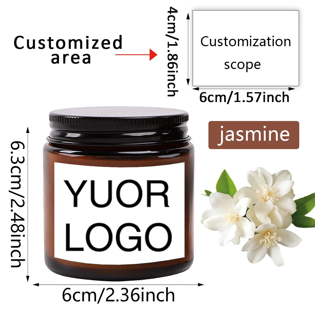 2.5oz/70g Custom Photo Scented Candle Gift-Personal Aromatherapy with Logo/Design Stickers-Birthday Wedding Corporate Present