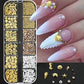 12Grids Ocean Gold Nail Art Charms Shell/Seahorse/Starfish White Half Round Pearl Gems 3D Mixed Punk Manicure Metal Rivets Studs