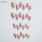 Glossy Nude Pink Color False Nails White French Tip Almond Press on Nails Full Cover Wearable Fake Nails for Women and Girls