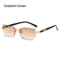 Trendy Rimless Sunglasses for Men Women Fashion Frameless Rectangle Sun Glasses Retro Shades Summer Traveling Eyewear