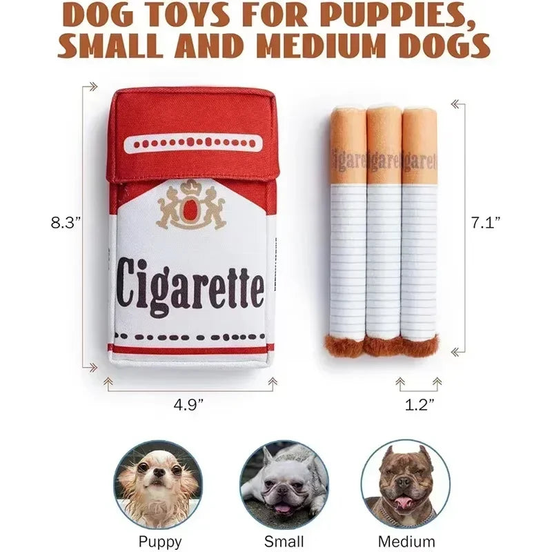 Funny Plush Interactive Cigarette Dog Toy - Chew-Friendly, Giggling Gift Box for Fun-Loving Dogs!