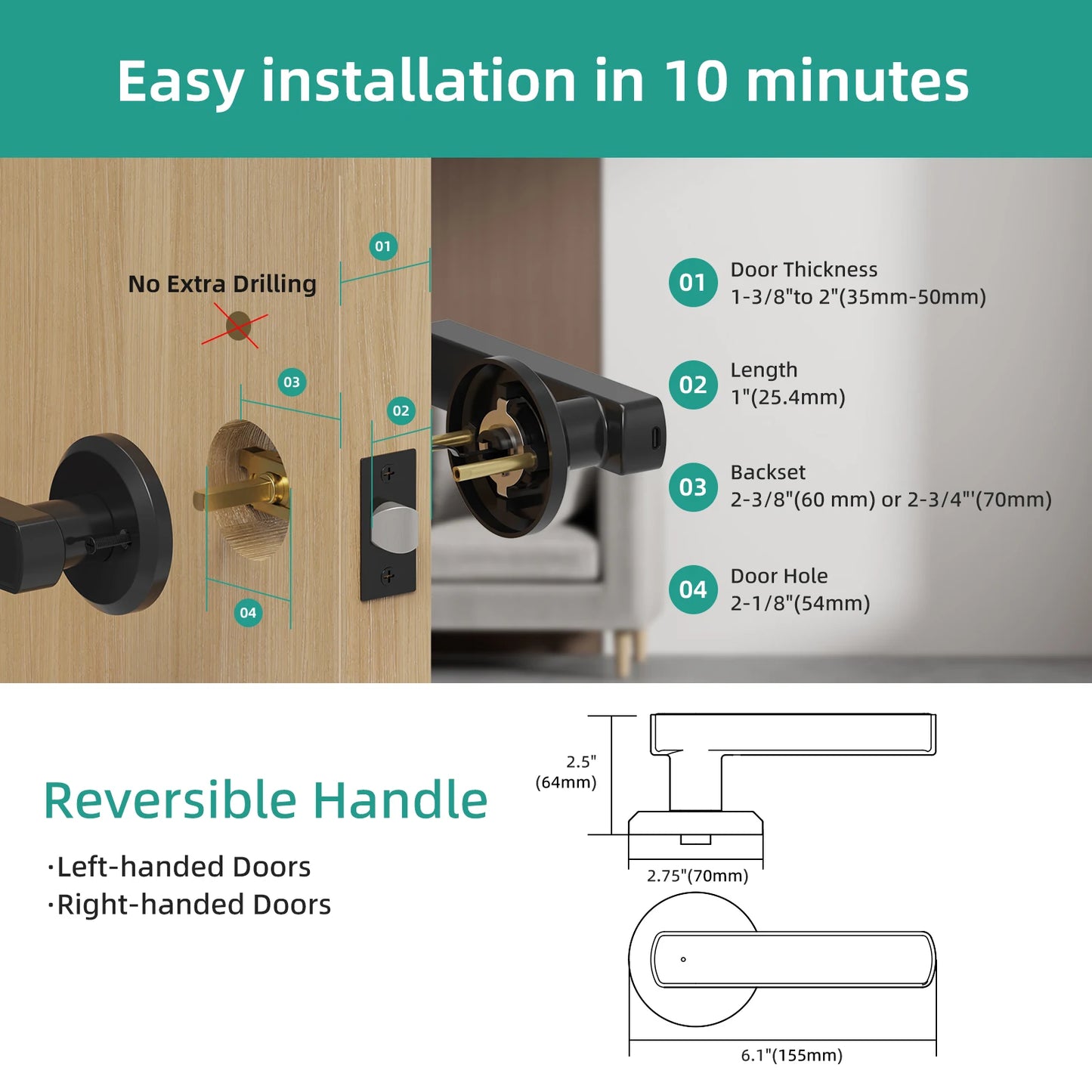 Viladepot Smart Lock Fingerprint Door Lock App Remote Control Passcode Unlock Electronic Touchscreen Keypad