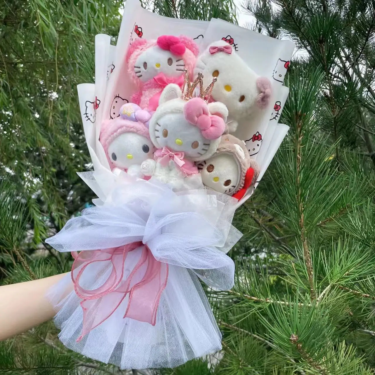 Christmas Gifts Cartoon Sanrio Plush Bouquet My Melody Kuromi Cinnamoroll Kt Cat Plush Doll Toy  Valentine Graduation Gifts