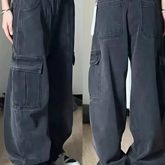 Jeans 2025 New American Hiphop High Waist Loose Floor Wide-leg Pants Men Clothing Denim Men's Korean Reviews Many Men's Clothes