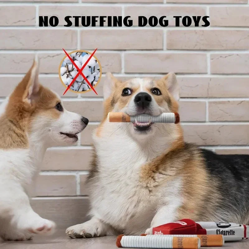 Funny Plush Interactive Cigarette Dog Toy - Chew-Friendly, Giggling Gift Box for Fun-Loving Dogs!