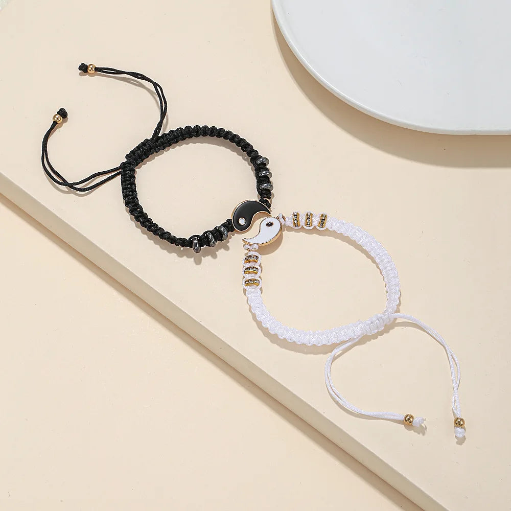 Tai Chi Yin Yang Couple Bracelet for Lover Handmade Woven Baided Rope Adjustable Bracelets Bff Friendship Bangles Jewelry Gift