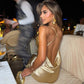 Sexy Spaghetti Strap Backless Summer Dress Women Gold Satin Lace Up Long Dress Elegant Bodycon Party Club Dresses 2024 New
