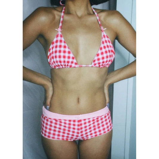 Y2K Sexy Rhinestone Cross Bikini Kawaii Bikini Gothic Bikini Swimsuit Goth Bathing Suit Summer Holiday Beachwear Bra Brief Sets