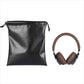 Travel PU Leather Headphone Bags Draw String Bag Black Headset Bag Dust-proof Earphone Cable Pouch Men Women