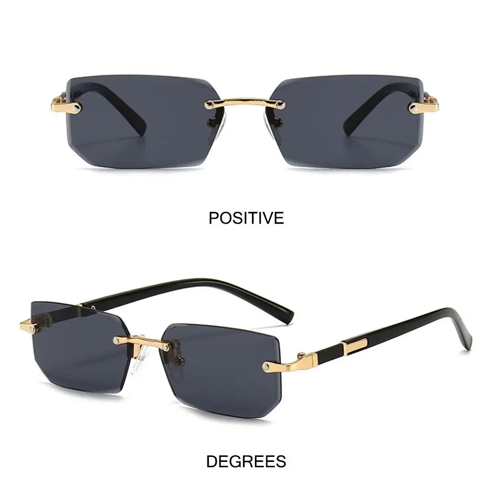 Trendy Rimless Sunglasses for Men Women Fashion Frameless Rectangle Sun Glasses Retro Shades Summer Traveling Eyewear
