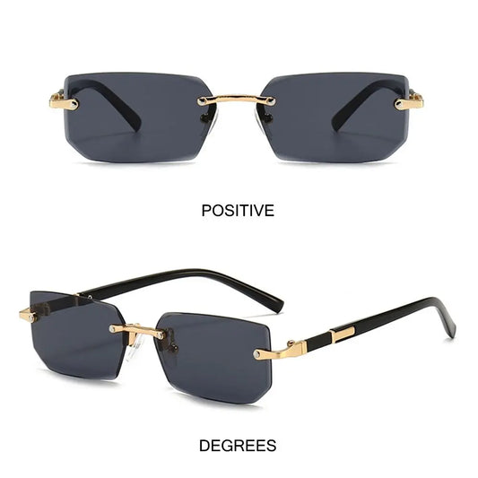 Trendy Rimless Sunglasses for Men Women Fashion Frameless Rectangle Sun Glasses Retro Shades Summer Traveling Eyewear