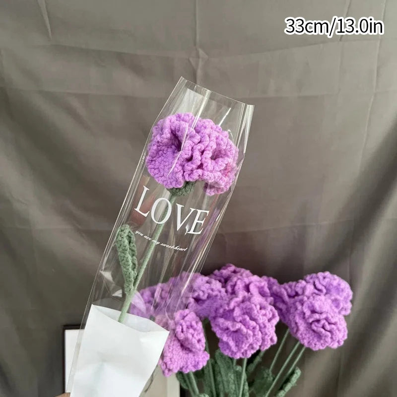1pc Tulip Crochet Flowers Artificial Woven Flowers Handmade Tulipanes Wedding Gift for Guest Home Decoration Mother's Day Gift