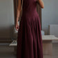 Elegant Long Dress Women Loose Skew Collar Sleeveless A Line Robe Female 2025 Spring Summer Solid Fashion High Waist Dress Lady
