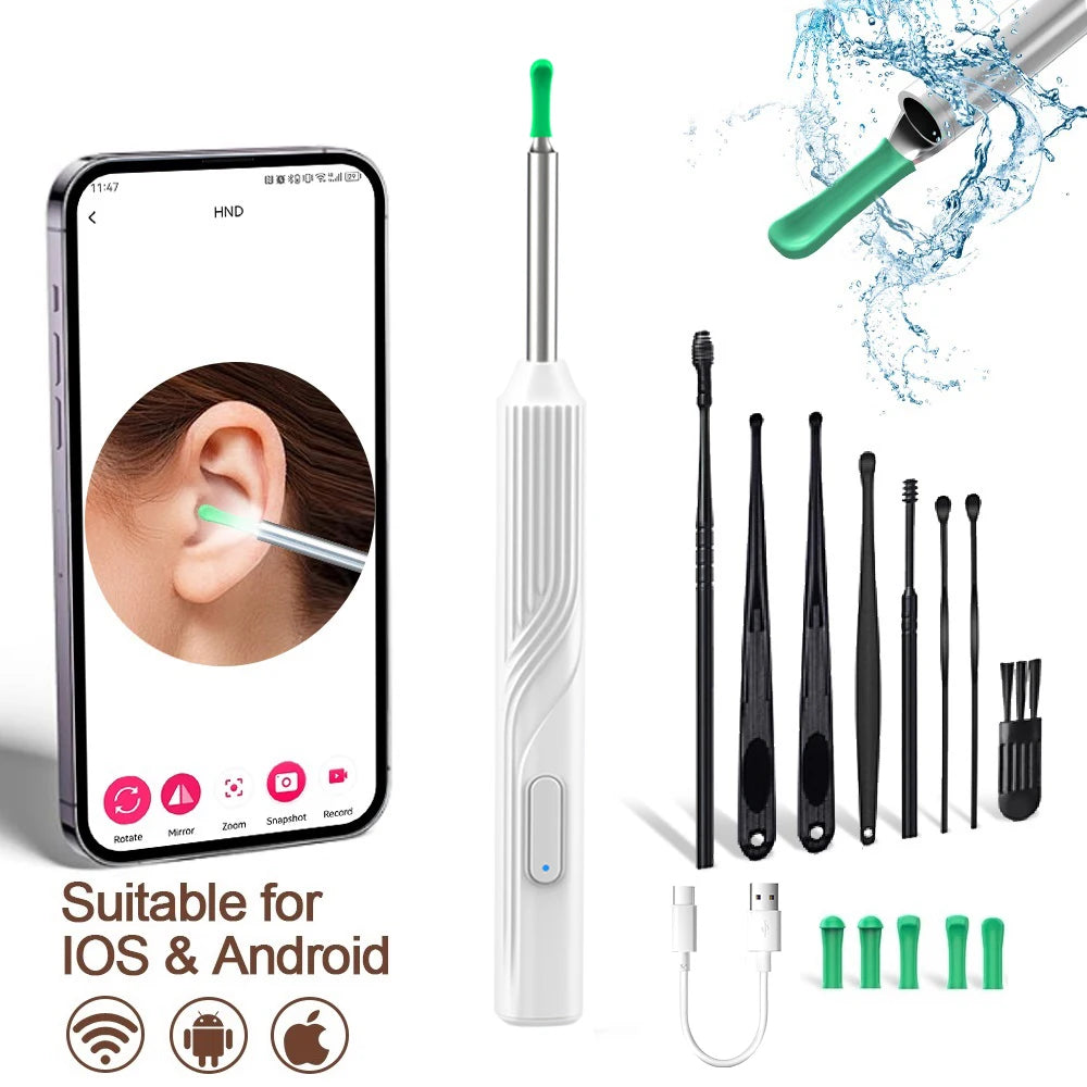 Smart Visual Ear Cleaner 1296P Ear Sticks Otoscope USB C Charging Endoscope Wax Removal Tool Earpick MIni Camera Health Care Set