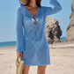 Summer Tie Front Knit CutOut Cover Up Solid Color Bikini Swimwear Beach Resort Boho Chic Swim Set Breathable Cardigan Mini Dress
