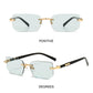Trendy Rimless Sunglasses for Men Women Fashion Frameless Rectangle Sun Glasses Retro Shades Summer Traveling Eyewear