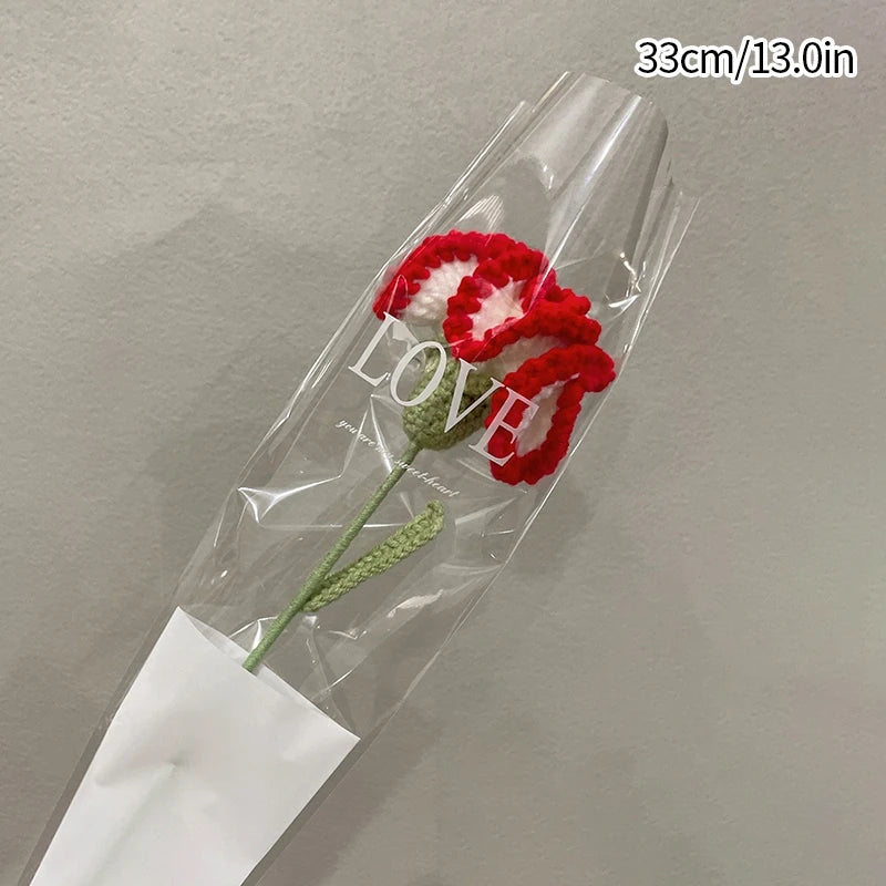 1pc Tulip Crochet Flowers Artificial Woven Flowers Handmade Tulipanes Wedding Gift for Guest Home Decoration Mother's Day Gift