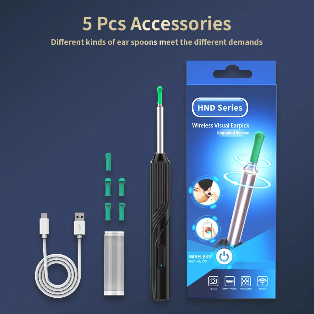 Smart Visual Ear Cleaner 1296P Ear Sticks Otoscope USB C Charging Endoscope Wax Removal Tool Earpick MIni Camera Health Care Set