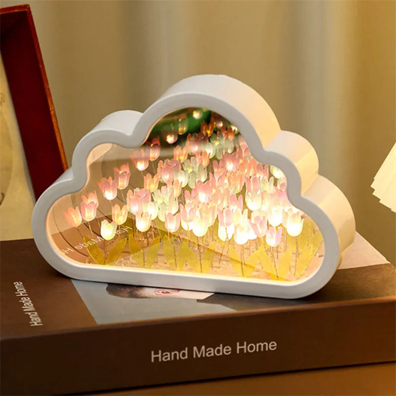 1pc Handmade DIY Creative Gift Tulip Flower Sea Night Atmosphere Lamp Gifts For Halloween Christmas Birthdays Girlfriend