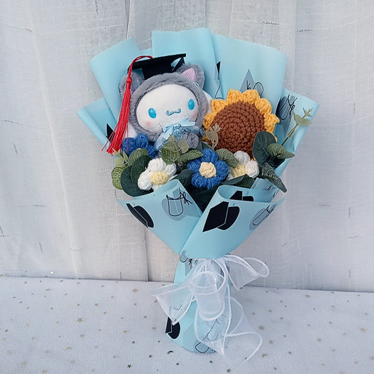 Graduation Gifts Sanrio Kuromi Hello Kitty With Crochet Sunflower Bouquet My Melody Cinnamoroll  Mother's Day Birthday Gifts