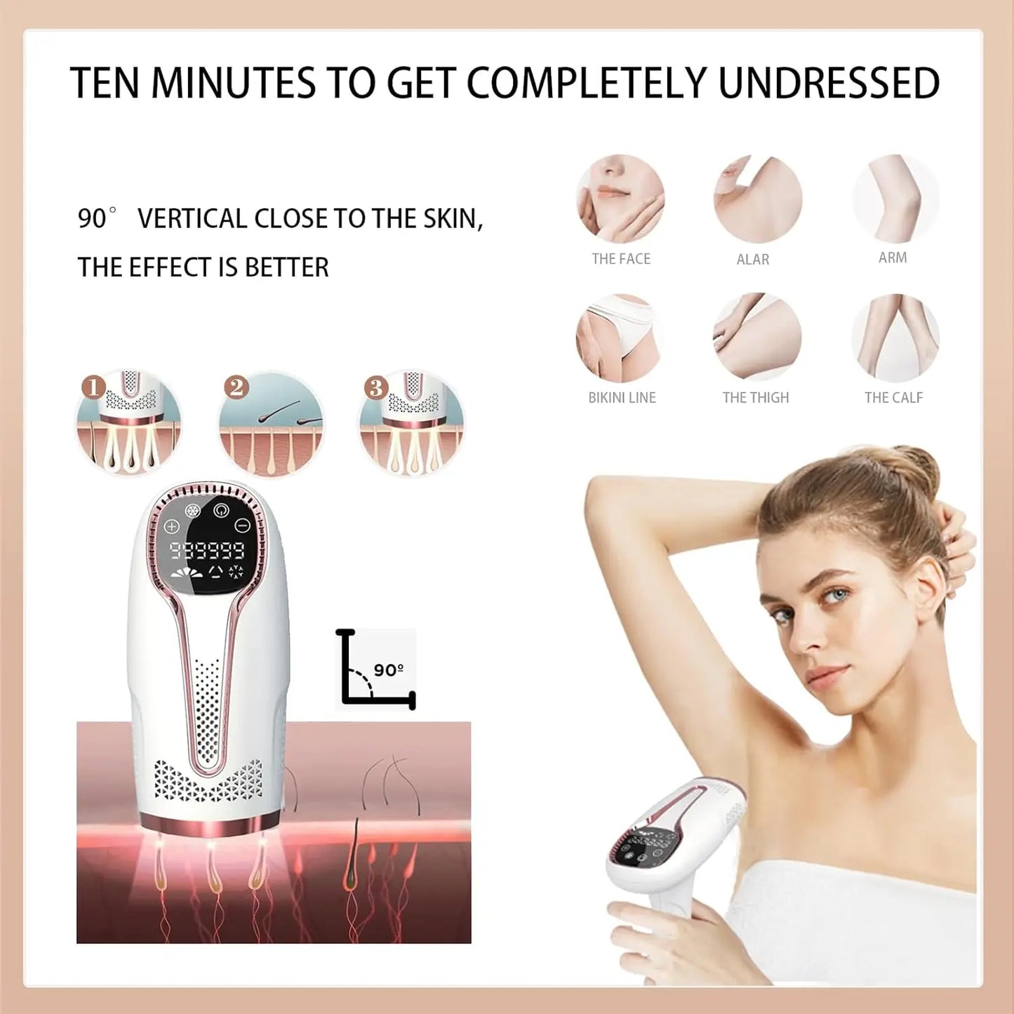 IPL Hair Removal Device 990000 Flashes for Women Painless Permanent Laser Epilator for Body Bikini and Facial Hair Home Use