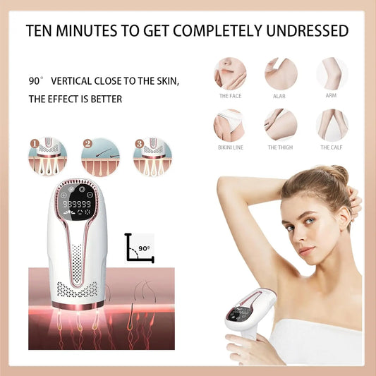IPL Hair Removal Device 990000 Flashes for Women Painless Permanent Laser Epilator for Body Bikini and Facial Hair Home Use