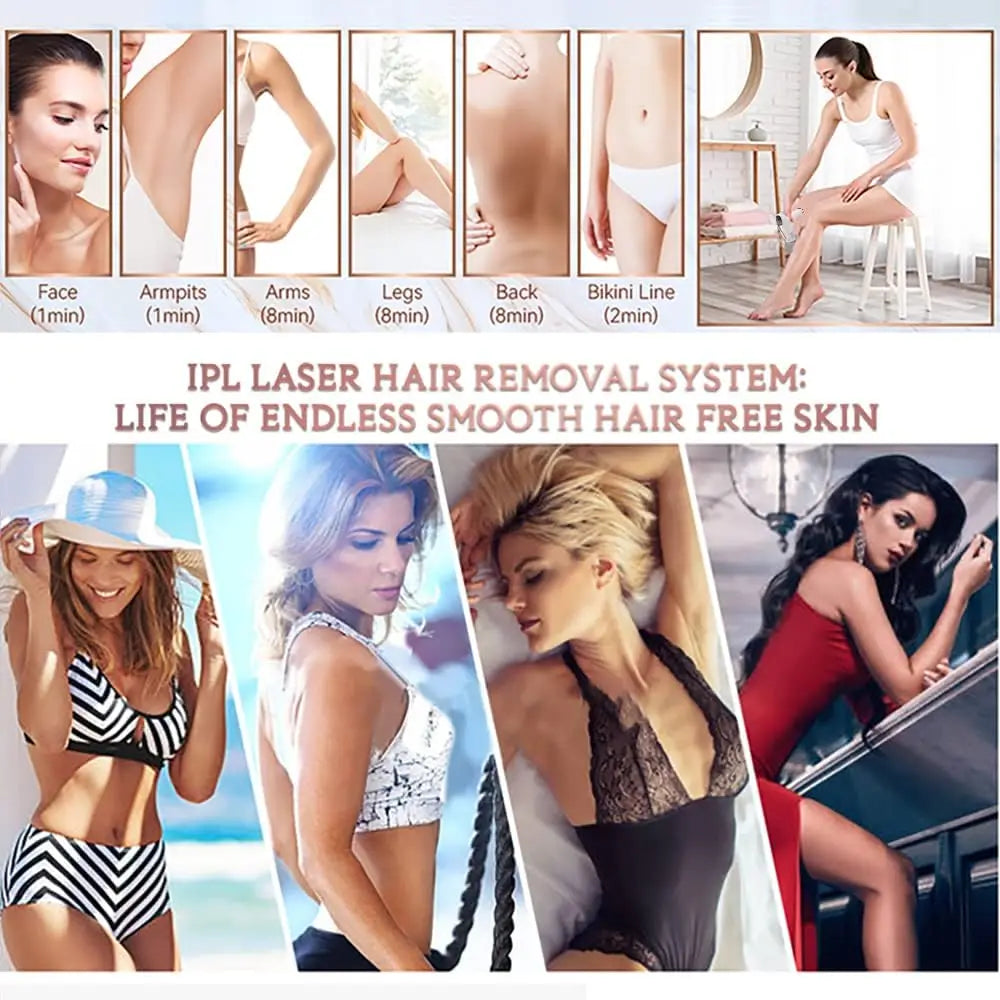 IPL Hair Removal Device 990000 Flashes for Women Painless Permanent Laser Epilator for Body Bikini and Facial Hair Home Use