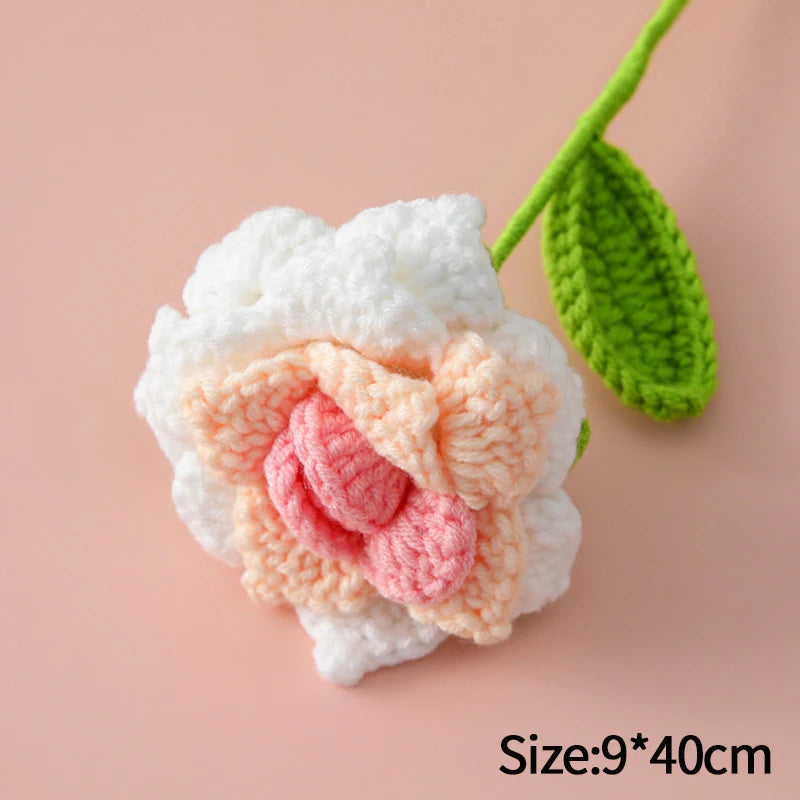 1pc Tulip Crochet Flowers Artificial Woven Flowers Handmade Tulipanes Wedding Gift for Guest Home Decoration Mother's Day Gift