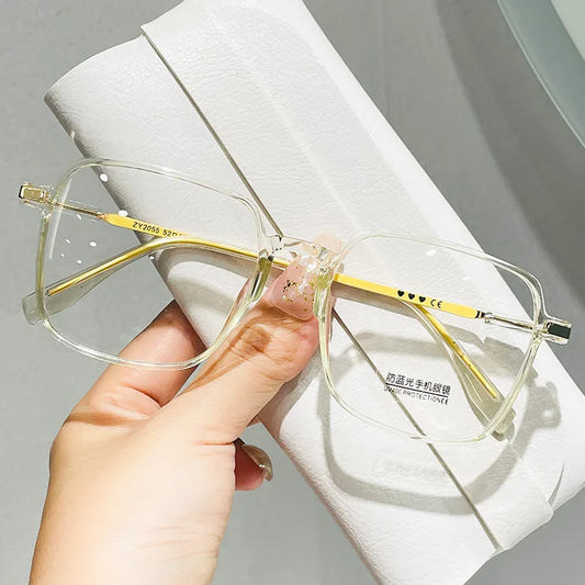 Square Blue Light Blocking Glasses Man And Women Black Oversized Optical Eyeglasses Vision Spectacles Big Frame Computer Eyewear