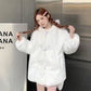 Lautaro Winter Oversized Warm White Faux Fur Coat Women ith Bunny Ears Kawaii Sweet Cute Japanese Style Fluffy Jacket Hoodie