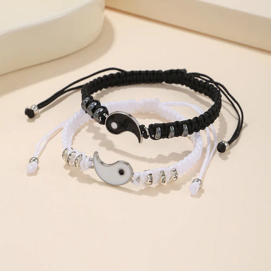 Tai Chi Yin Yang Couple Bracelet for Lover Handmade Woven Baided Rope Adjustable Bracelets Bff Friendship Bangles Jewelry Gift
