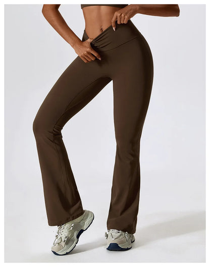 Flare Leggings Yoga Pants Women Bell-bottoms Yoga Trousers High Waist Fitness Pants Stretch Gym Casual Sports