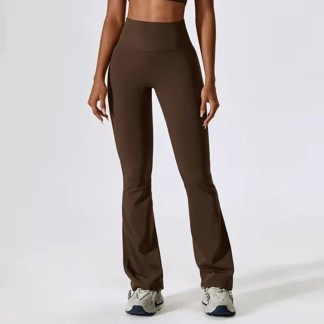 Women Nude Sensation Training Tight Pants Women Gym High Waist Push Up Bellbottom Pants Dance Fitness Tight Pants Breathable