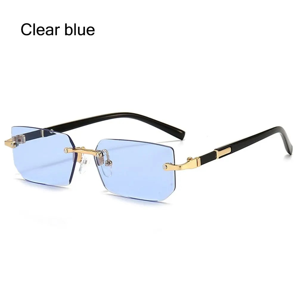 Trendy Rimless Sunglasses for Men Women Fashion Frameless Rectangle Sun Glasses Retro Shades Summer Traveling Eyewear