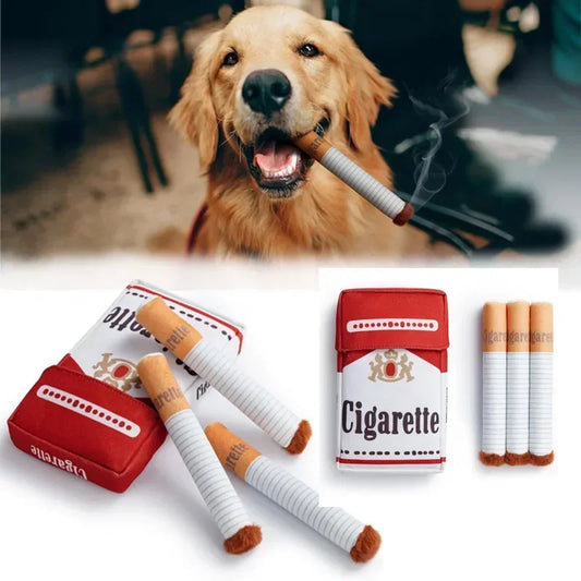 Funny Plush Interactive Cigarette Dog Toy - Chew-Friendly, Giggling Gift Box for Fun-Loving Dogs!