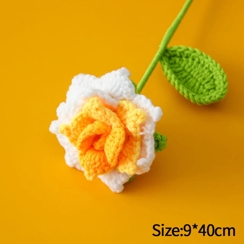 1pc Tulip Crochet Flowers Artificial Woven Flowers Handmade Tulipanes Wedding Gift for Guest Home Decoration Mother's Day Gift