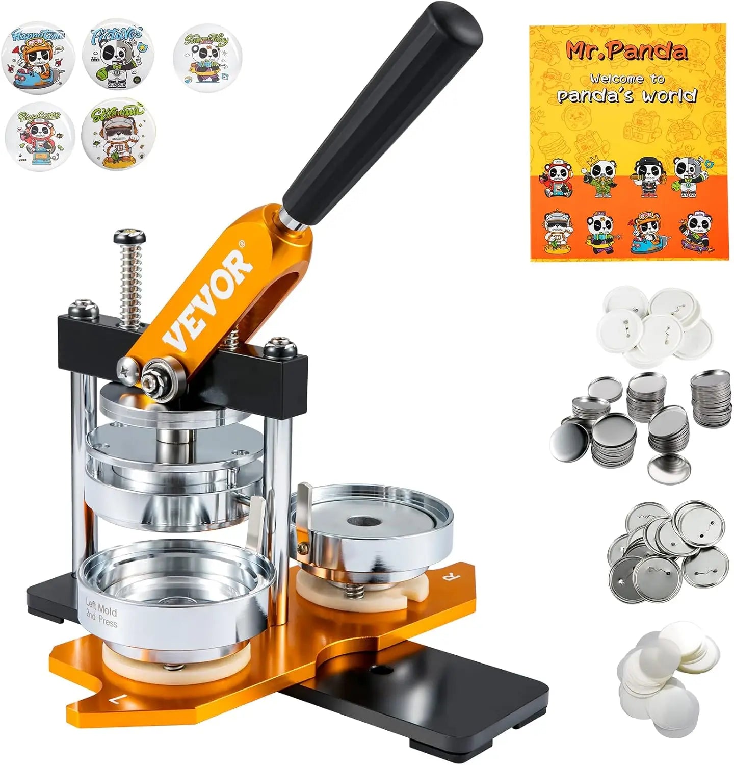 Button Maker Machine, Multiple Sizes 1.25+2.25in/1+2.25in/75mm3in Badge Punch Press Kit, Children DIY Gifts Pin Maker, Button Ma