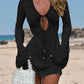 Summer Tie Front Knit CutOut Cover Up Solid Color Bikini Swimwear Beach Resort Boho Chic Swim Set Breathable Cardigan Mini Dress