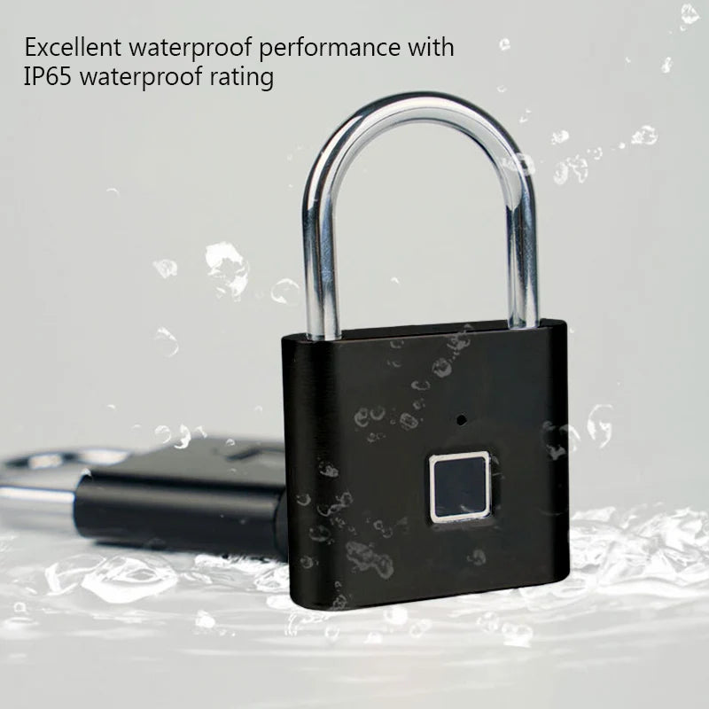 Keyless Smart USB Charging Fingerprint Lock Smart Padlock Waterproof Door Lock 0.3sec Unlock Portable Anti-theft Padlock Zinc