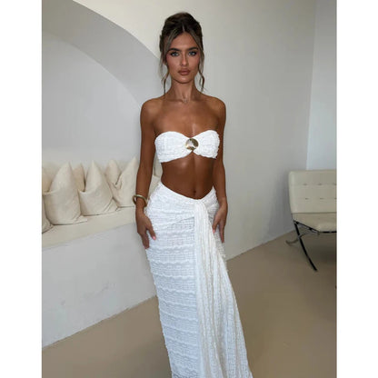 3 Pieces Bikini 2025 Sexy Women Swimsuit Swimwear Female Long Dress Cover Up Bikini Set Beachwear Bathing Suit Swimming Suit