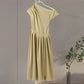 Elegant Long Dress Women Loose Skew Collar Sleeveless A Line Robe Female 2025 Spring Summer Solid Fashion High Waist Dress Lady