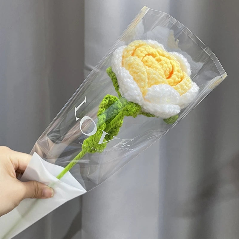 1pc Tulip Crochet Flowers Artificial Woven Flowers Handmade Tulipanes Wedding Gift for Guest Home Decoration Mother's Day Gift