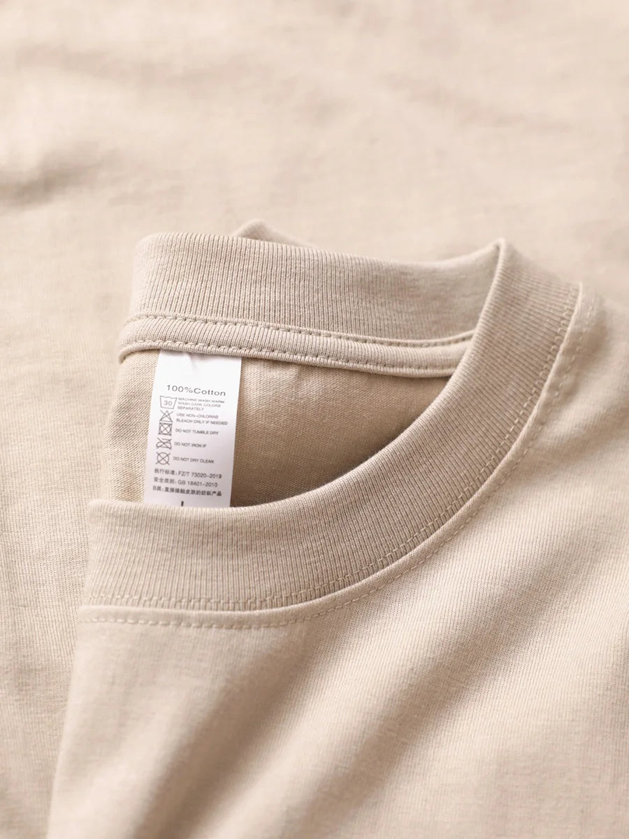 9.17oz 260Grams Seamless Straight Cotton T-shirt Men Oversized Loose Solid Color Drop Shoulder Short Sleeve  Summer