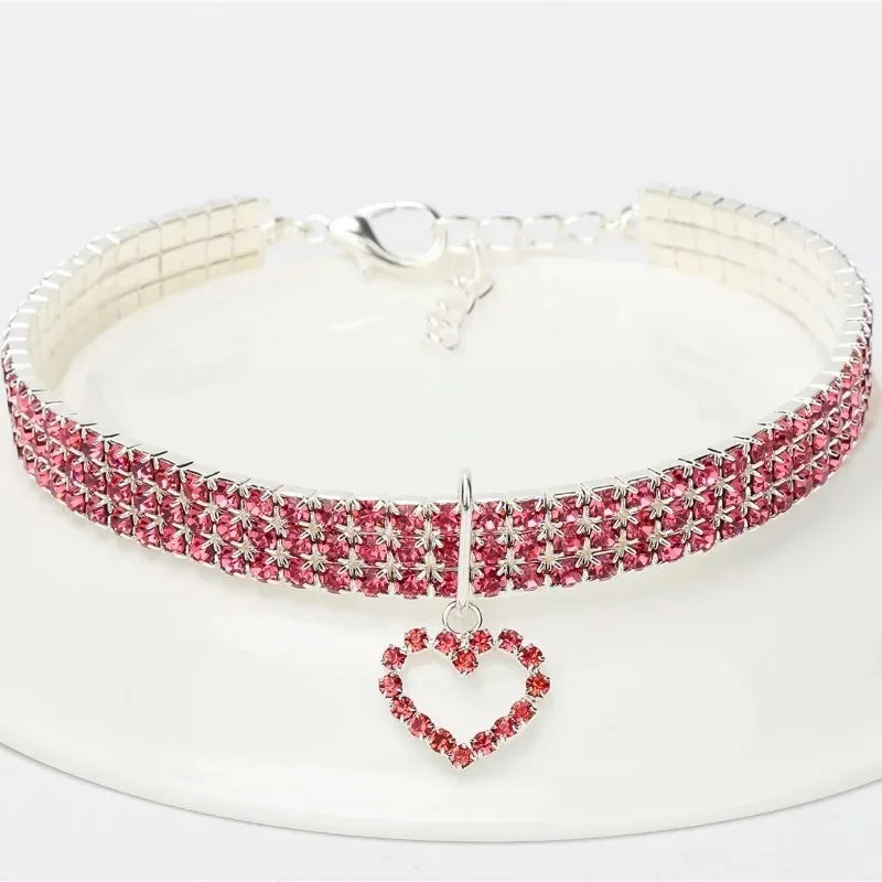 Pet Necklace Love Water Drop Water Diamond Cat Collar Dog Neck Jewelry Exquisite Cute Cat Gem Alloy Puppy Kitten Pet Supplies
