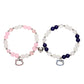 New 2Pcs/Set Crystal Hello Cat Beaded Bracelets for Lovers Heart Magnetic Matching Couple Bracelets Girls Festival Jewelry Gifts