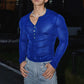 Fashion Well Fitting Tops INCERUN Men Sparkling Fabric T-shirts Male Personality Clubwear Hot Selling Thin Long Sleeved Camiseta